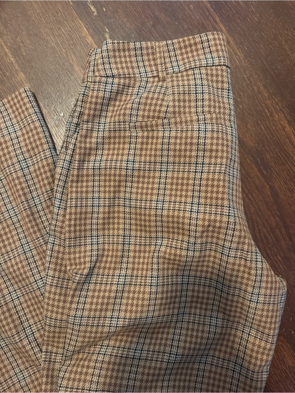 PAIGE Brown Tan Plaid Wide-Leg Trousers - Picture 4 of 4